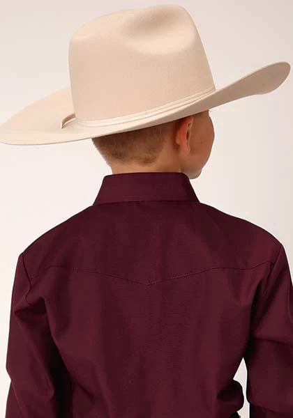 Roper Boys Shirt Solid Wine - Image 3