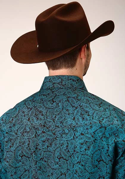 Roper Men's Shirt All Over Blue Agave Paisley Blue - Image 2