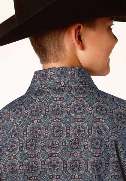 Roper Boys Snap All Over Print Redwood Medallion Grey - Image 2
