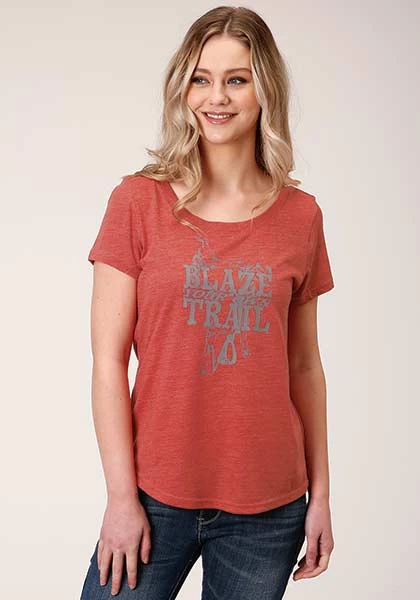 Roper Womens Printed Knit Tee - Red