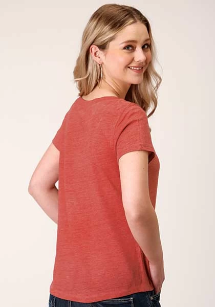 Roper Womens Printed Knit Tee - Red - Image 3