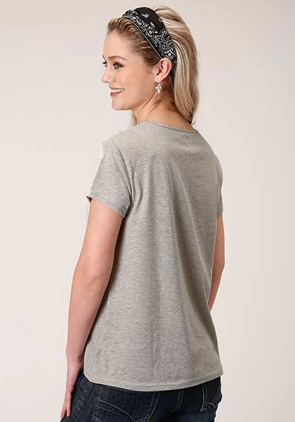 Roper Womens Printed Knit Tee Grey - Image 3