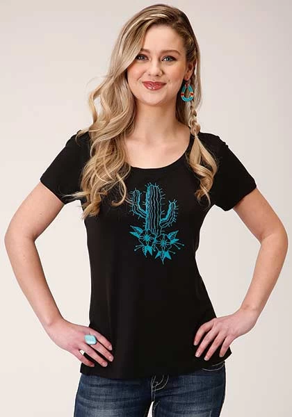 Roper Womens Printed Knit Tee Black