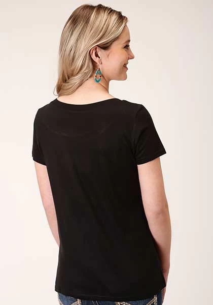Roper Womens Printed Knit Tee Black - Image 3