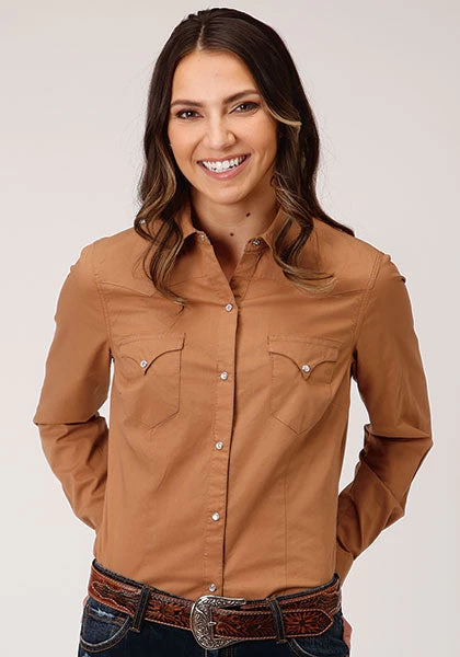 Roper Womens Performance Solid Shirt - Caramel