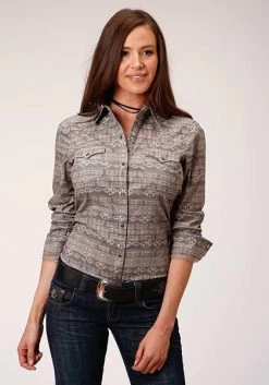 Roper Long Sleeve Performance All Over Print Pyramid Aztec