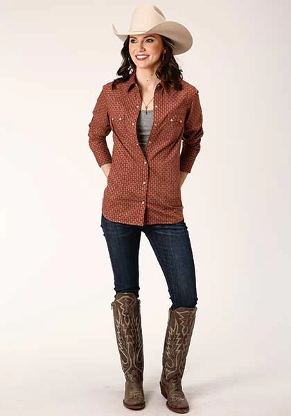 Roper Womens Snap Shirt All Over Print Arrow Geo Brown - Image 2