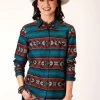 Roper Womens Shirt Horizontal Print Ombre Aztec Rust