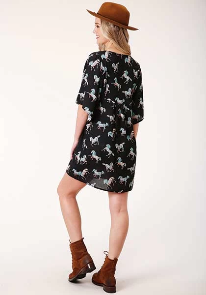 Roper Wild Horse Rayon Black Dress - Image 2