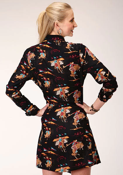 Roper Womens Retro Rodeo Print Western Shirt Dress - Image 2