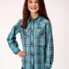 Roper Long Sleeve Shirt Performance Plaid Snap