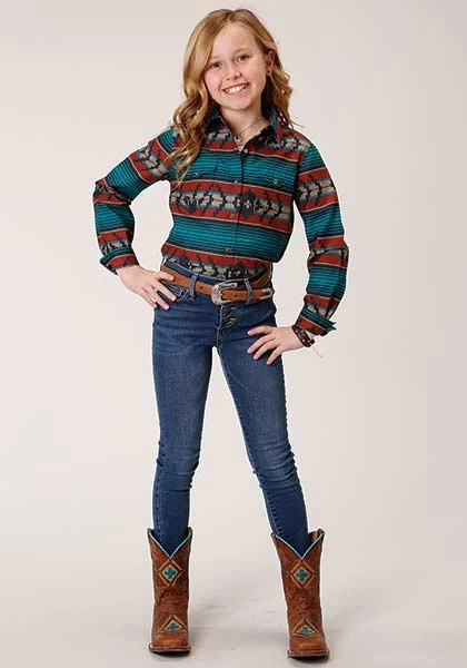 Roper Girls Snap Ombre Aztec Horizontal Rust - Image 2