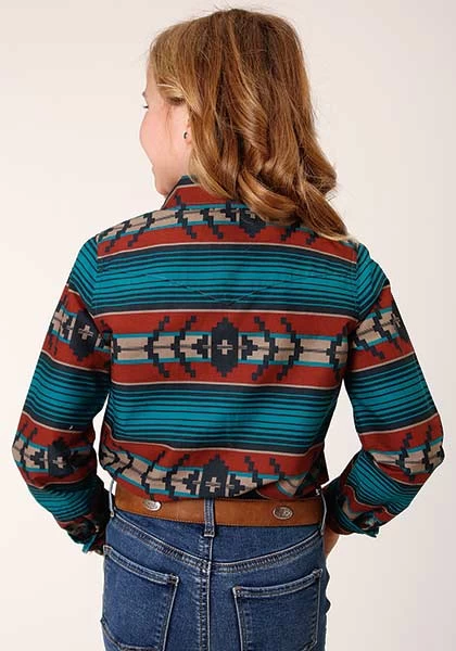 Roper Girls Snap Ombre Aztec Horizontal Rust - Image 3