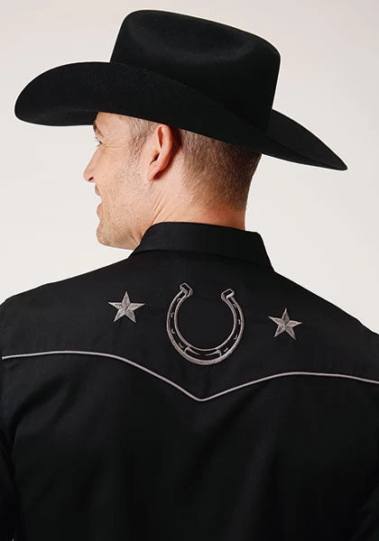 Roper Men's Poly Rayon Retro Shirt Black - Image 3