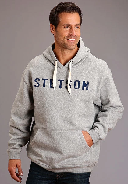 STETSON SCREEN PRINT HOODIE - GREY