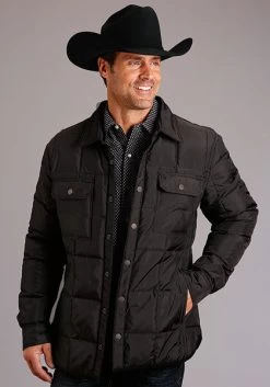 Stetson Mens Black Quilted Poly Jacket