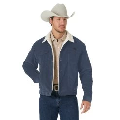 WRANGLER MENS SHERPA LINED CORDUROY JACKET - OMBRE BLUE