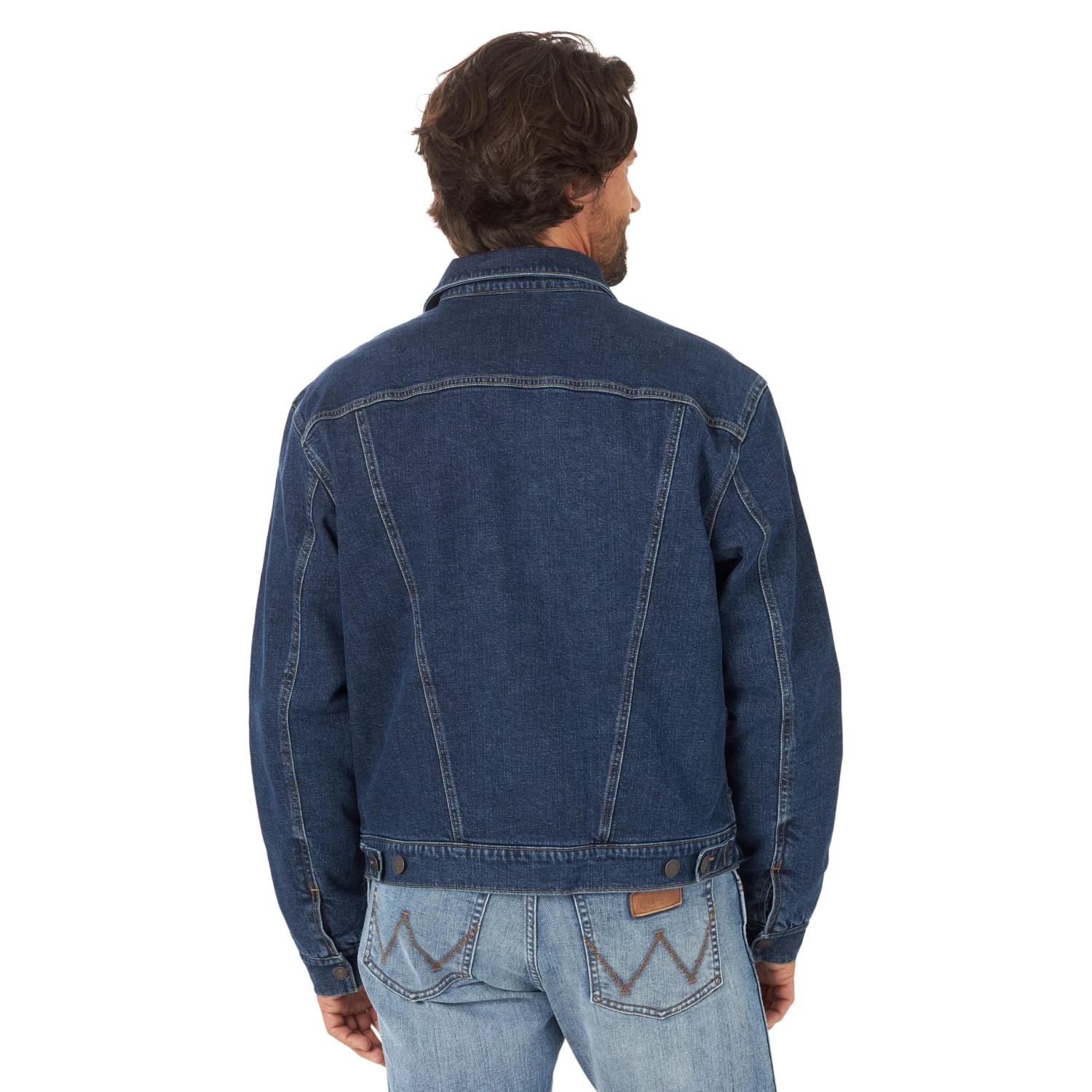 WRANGLER MENS RETRO SHERPA LINED WESTERN DENIM JACKET - DUSTY BLUE - Image 4