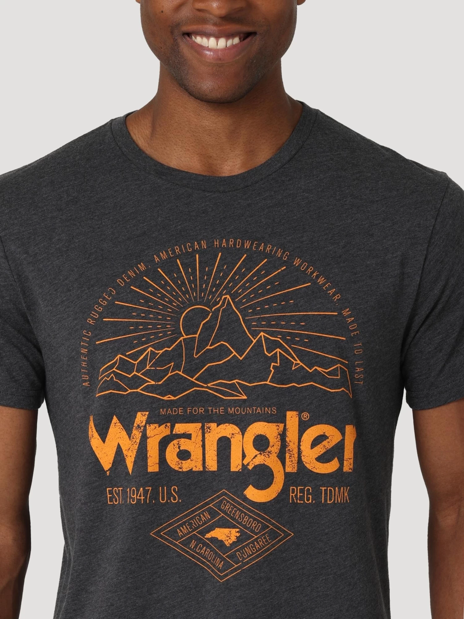 WRANLGER SHORT SLEEVE GRAPHIC TEE - CHARCOAL HEATHER - Image 2