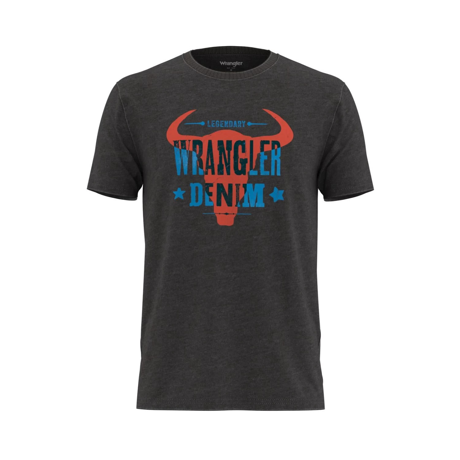 WRANGLER SHORT SLEEVE GRAPHIC TEE - CAVIAR HEATHER