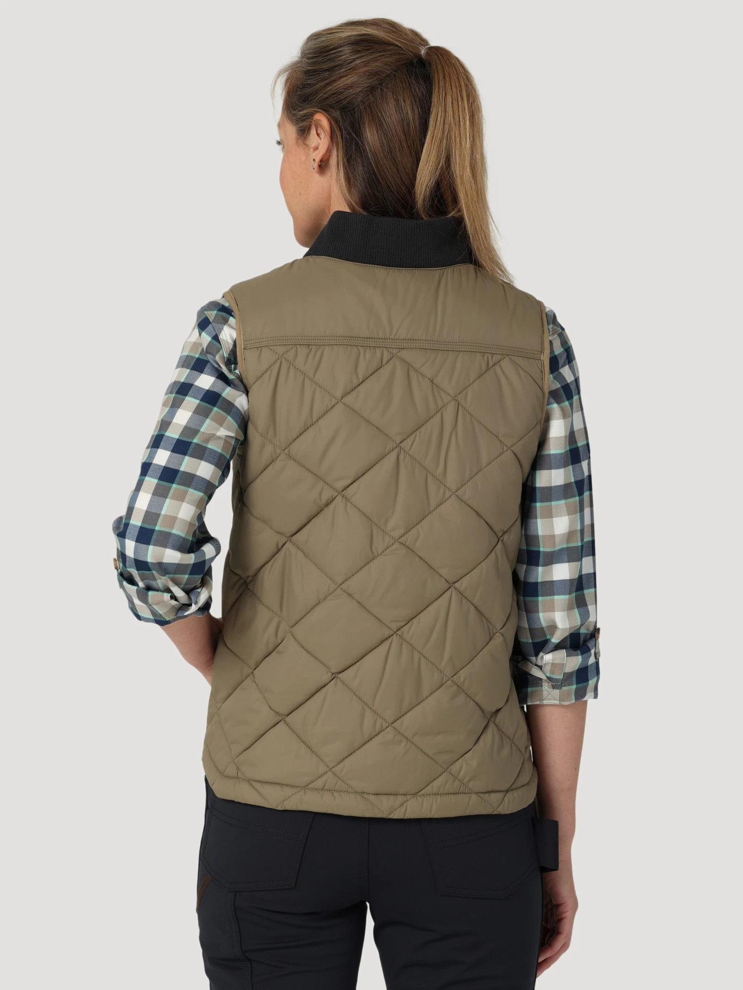 WRANGLER WOMENS RIGGS TOUGH LAYERS QUILTED WORK VEST - BARK - Image 2