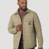 Wrangler Mens Riggs Tought Layers Insulated Shirt Jacket - Bark