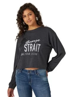 Wrangler George Strait Long Sleeve Tee - Caviar Heather