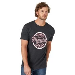 WRANGLER GRAPHIC TEE - CAVIAR HEAHER