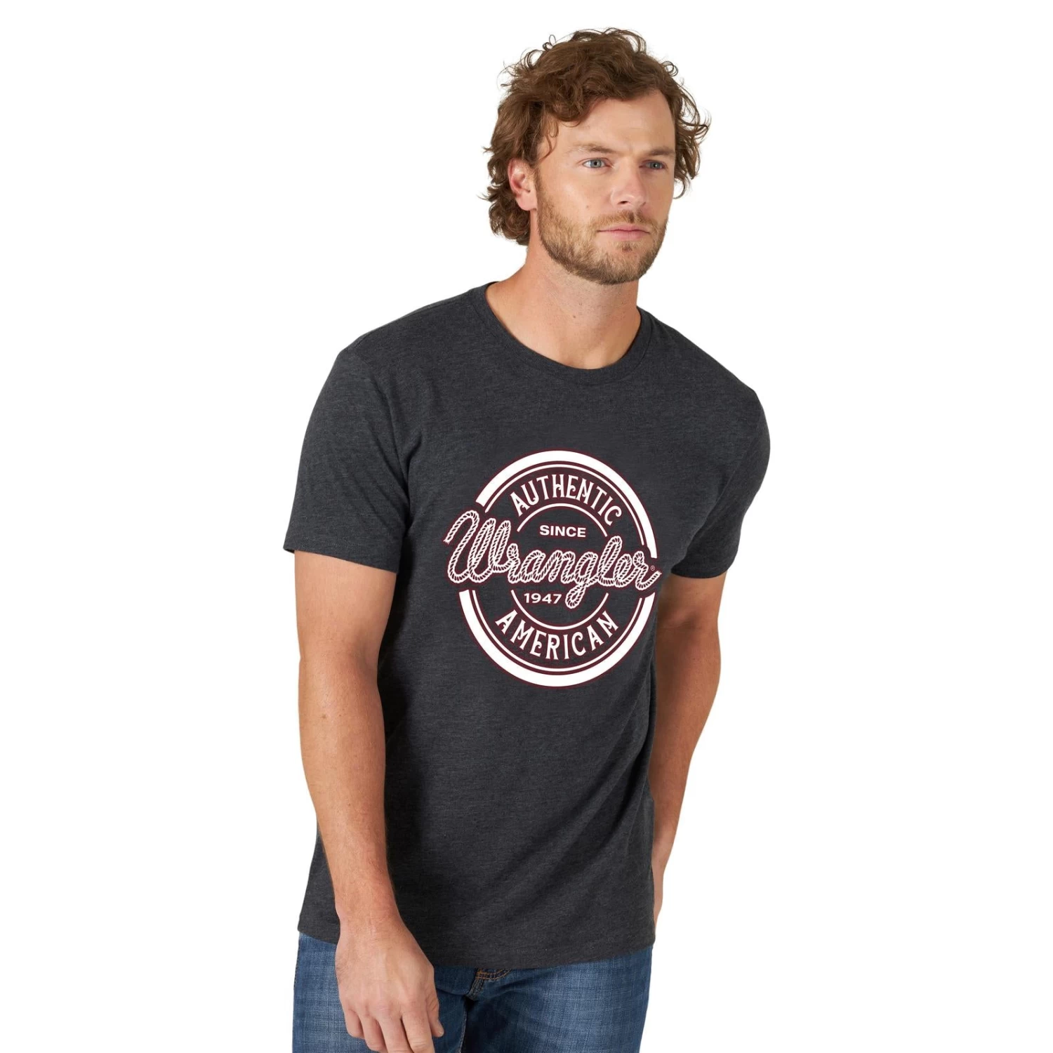 WRANGLER GRAPHIC TEE - CAVIAR HEAHER