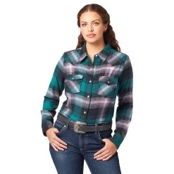 Wrangler Womens Esstinal Shirt - Teal/Purple