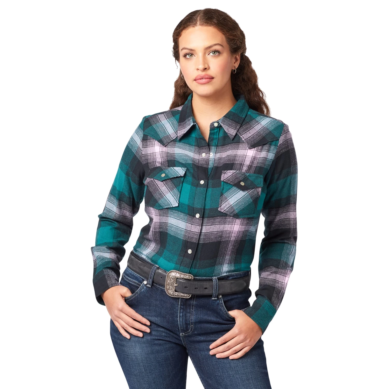 Wrangler Womens Esstinal Shirt - Teal/Purple