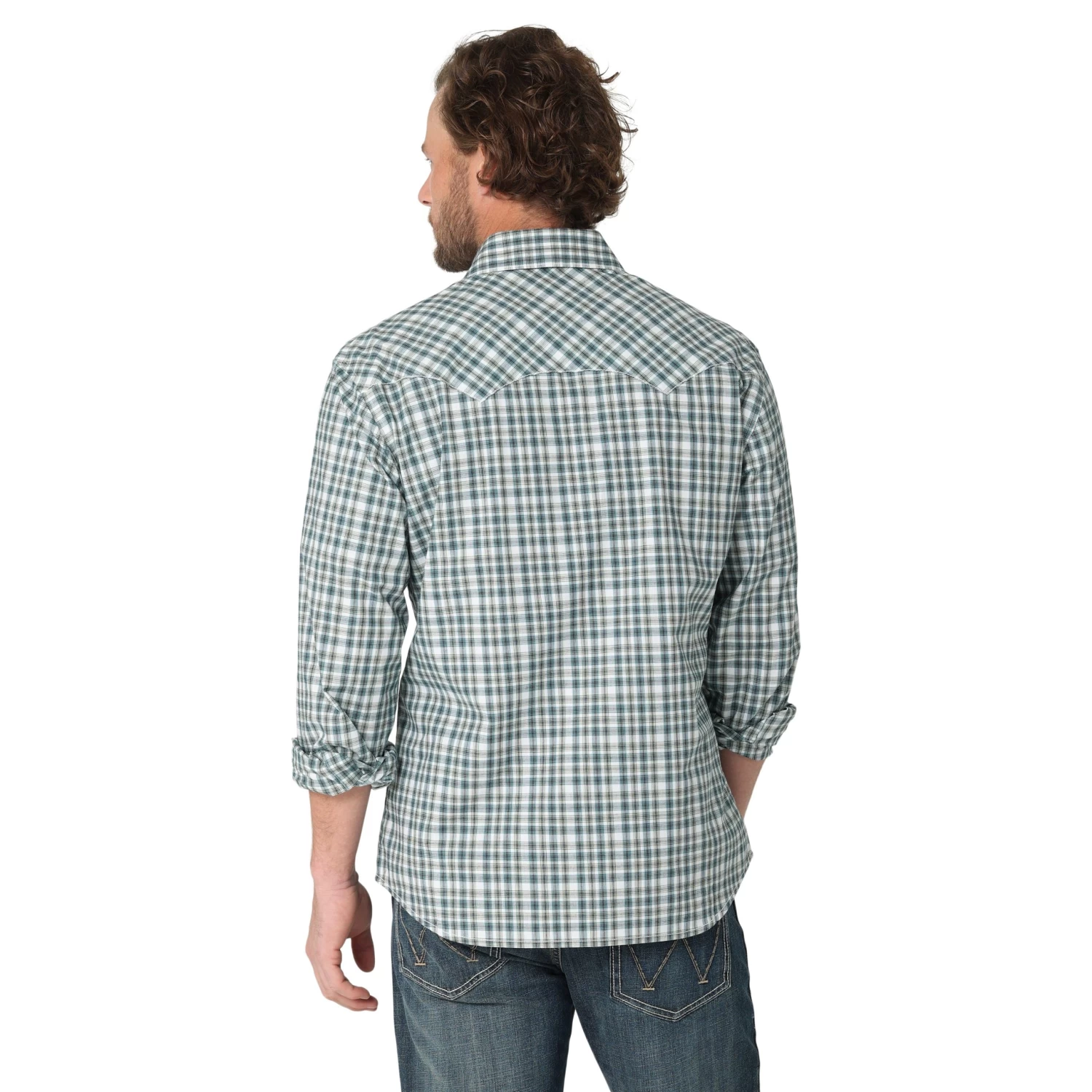 WRANGLER MENS RETRO LONG SLEEVE SAWTOOTH SNAP POCKET - DARK GREEN - Image 2