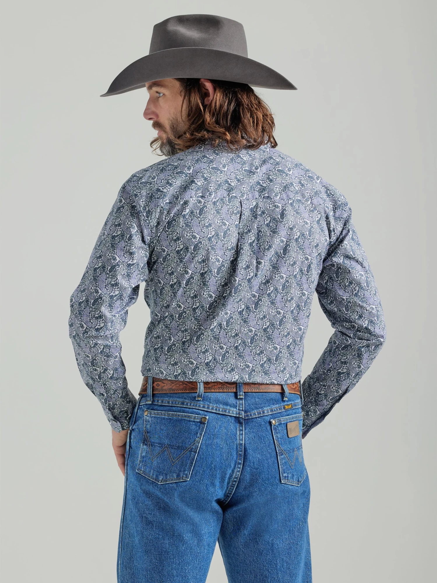 Wrangler Mens George Strait Button Down - Purple Grey - Image 2