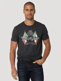 Wrangler Mens Mexican Flag Graphic T-shirt - Caviar Heather