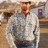 Wrangler Mens Checotah Snap Printed Shirt - Dusty Diamond