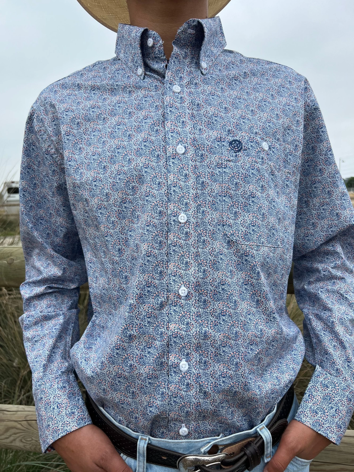 Wrangler George Strait One Pocket Long Sleeve - Blue