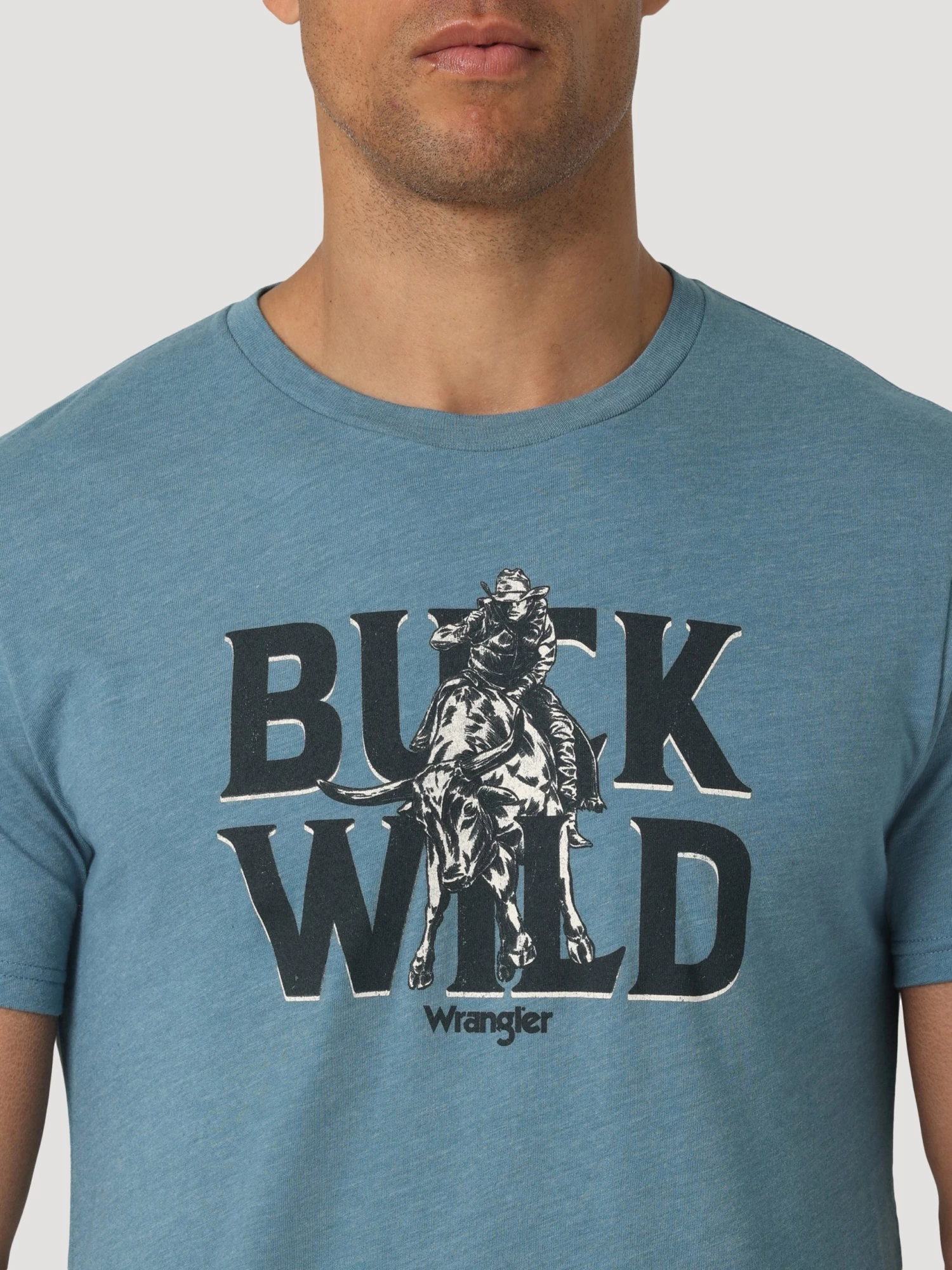 Wrangler Buck Wild Horse T-Shirt - Medium Blue - Image 3