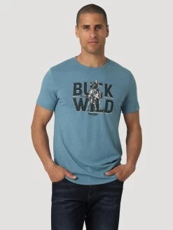 Wrangler Buck Wild Horse T-Shirt - Medium Blue