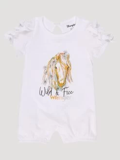 Wrangler Baby Girls Wild & Free Horse Romper