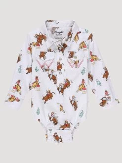 Wrangler Baby Horse & Cowgril Western Snap BodySuit - White
