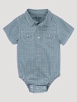 Wrangler Baby Boy Short Sleeve Western Snap BodySuit - Adriatic Navy