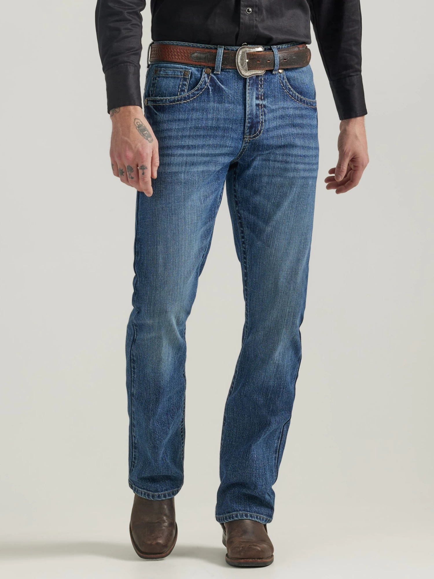 Wrangler Mens Rock 47 Slim FIt Boot Cut Jean -Marina Del Ray - Image 2