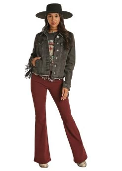 Rock & Roll Jacket With Studded Black Leather Fringe