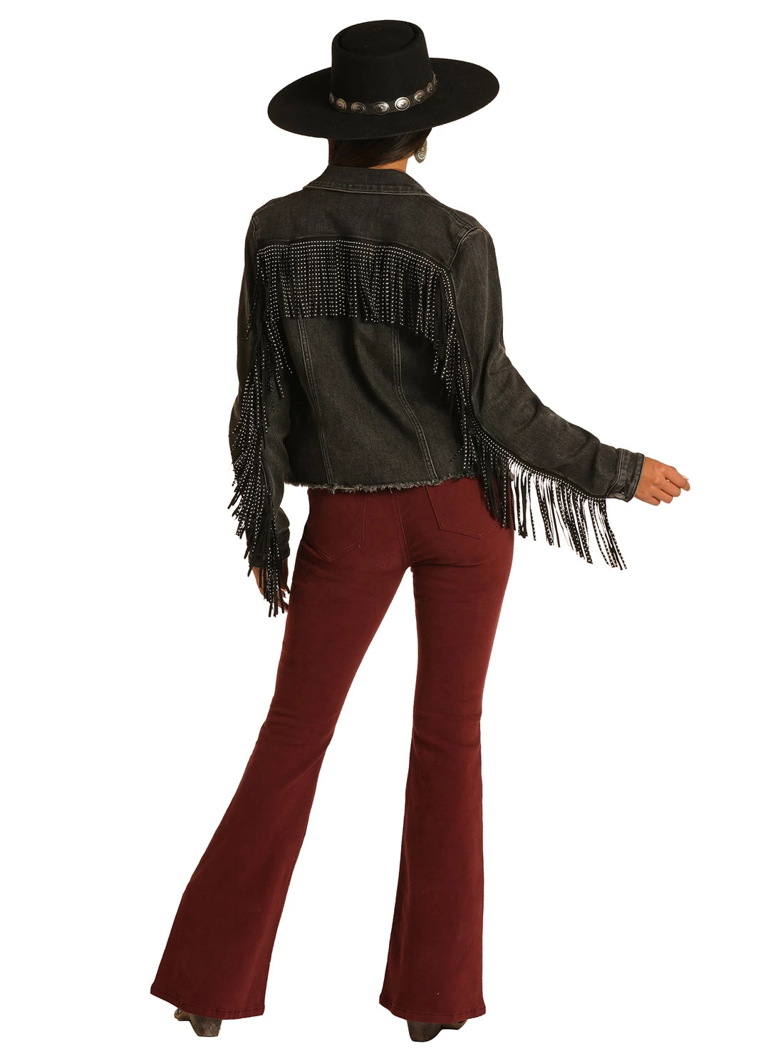 Rock & Roll Jacket With Studded Black Leather Fringe - Image 2