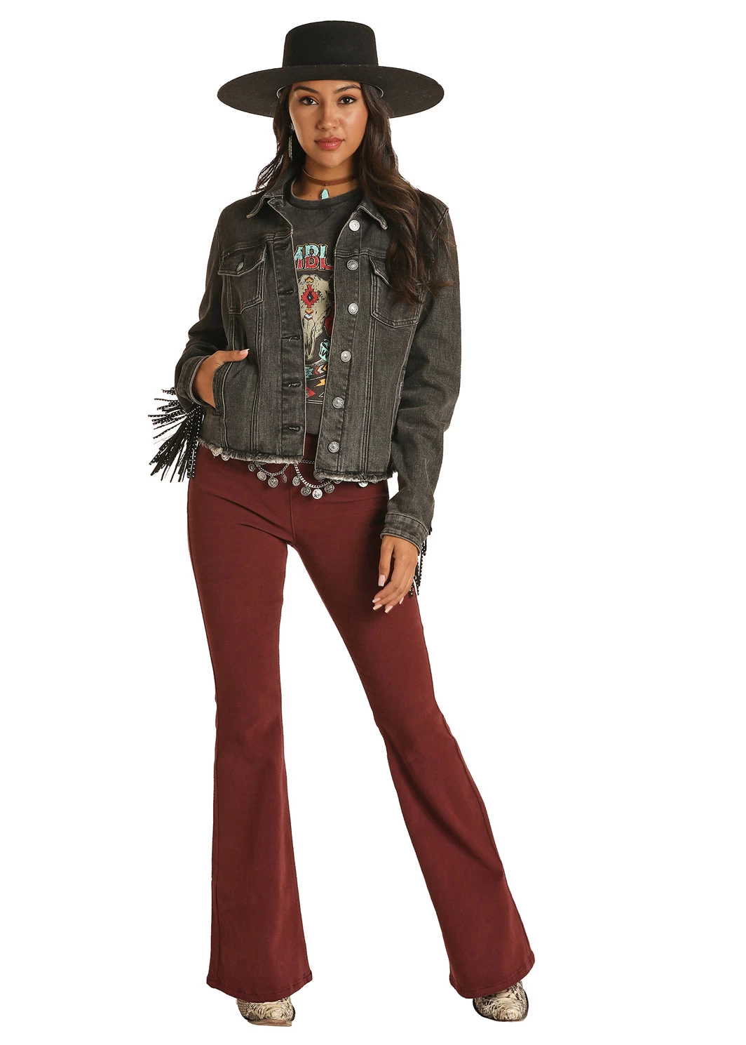 Rock & Roll Jacket With Studded Black Leather Fringe - Image 3
