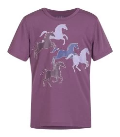 Kids Playfull Ponies Tee- Magenta