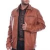 Scully Zip Front Leather Jacket - Brown