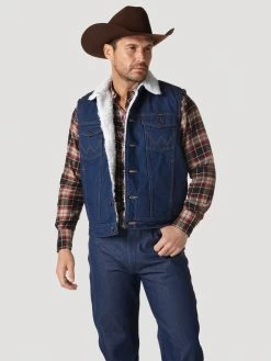 WRANGLER MENS SHERPA DENIM VEST