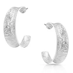 Montana Silversmiths Glacier Saddle Bend Engraved Hoop Earrings