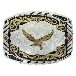 Montana Silversmiths Two Tone Cantle Roll Buckle With Soaring Eagle